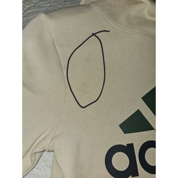Cream With A Green Adidas Logo Fleece Pullover Hoodie Sweatshirt Kids Size Small - Picture 10 of 10
